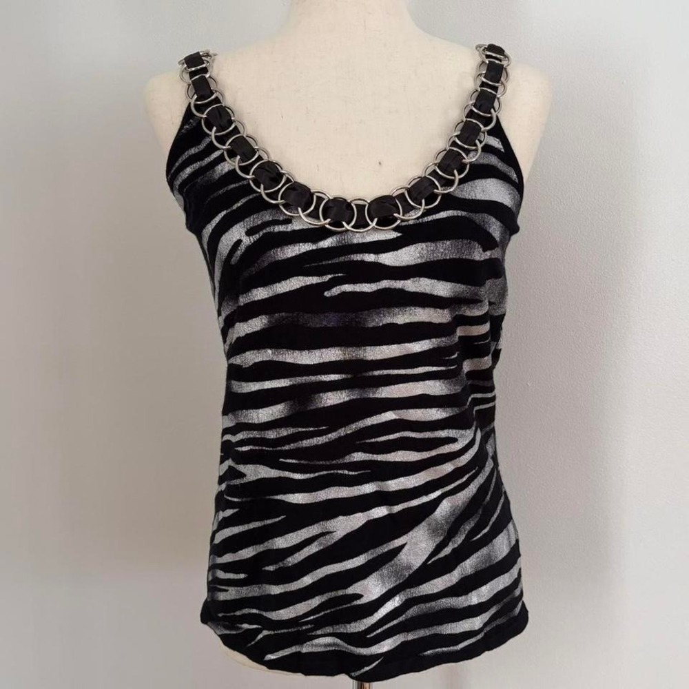 Metallic Zebra Print O-Ring Top